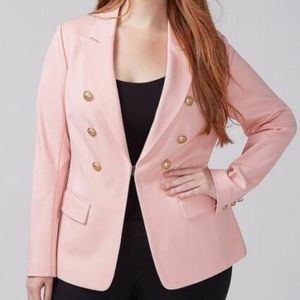 Lane Bryant 6 Button Pink Stretch Knit Blazer